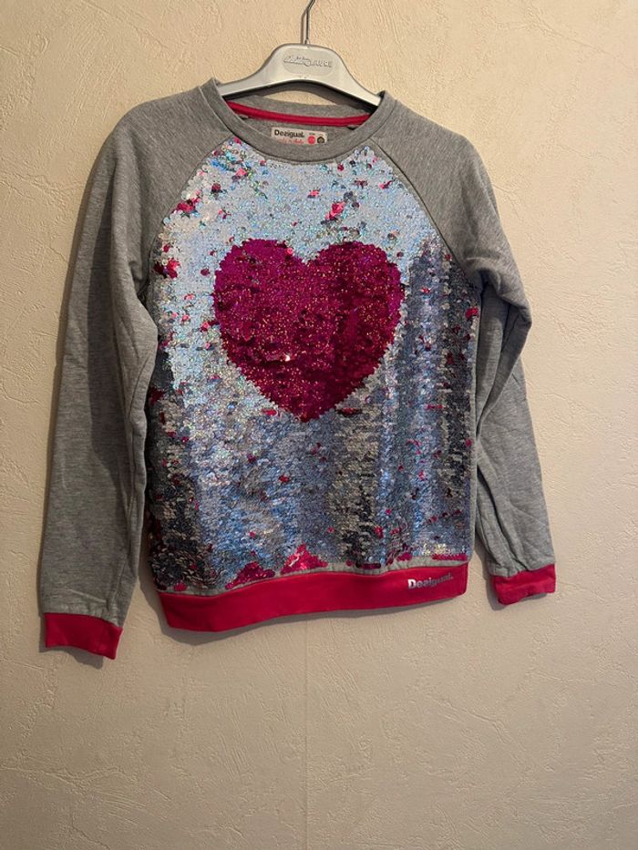 Sweat sequins magique imprimée à cœur fille 11-12 ans Desigual