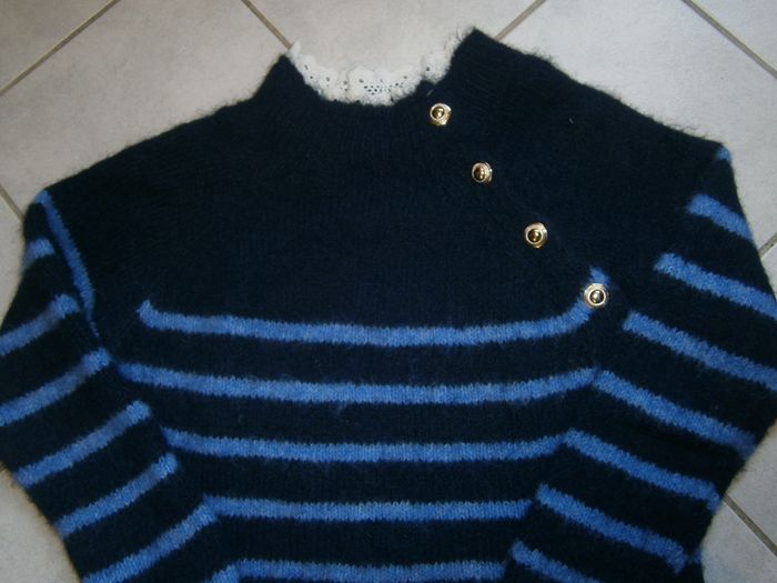 Robe en laine ML rayée marine/bleu Taille 38 NEUVE - photo numéro 2