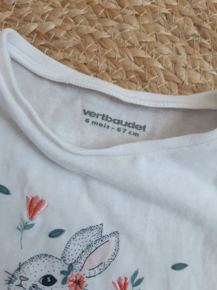 Tee shirt lapin Vertbaudet 6 mois - photo numéro 3