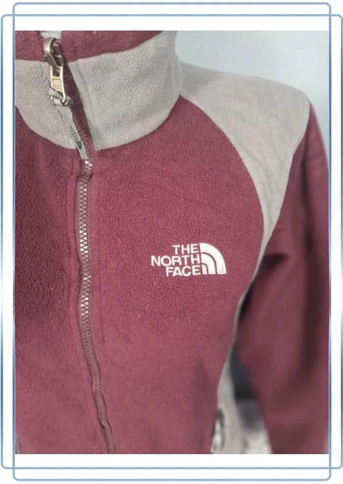 Veste polaire full zip the north face femme / taille S / gris et bordeaux / logo brodé - photo numéro 3