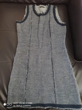 Robe chaude Sisley bleu blanc 36