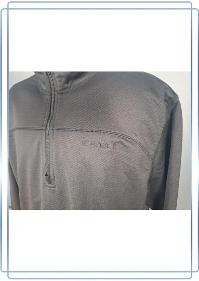 Sweat quart de zip vintage timberland noir homme- taille L - brodé (366) - photo numéro 3