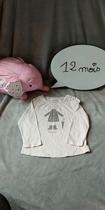 Tee shirt manches longues Fille 12 mois "chic il pleut" Obaïbi Okaïdi