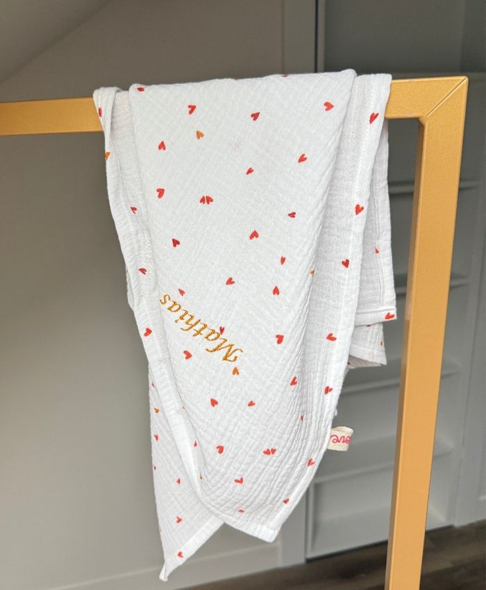 Lange 🤎personnalisé en gaze de coton - photo numéro 2