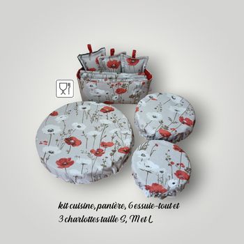 kit cuisine zéro déchet modèle coquelicots 