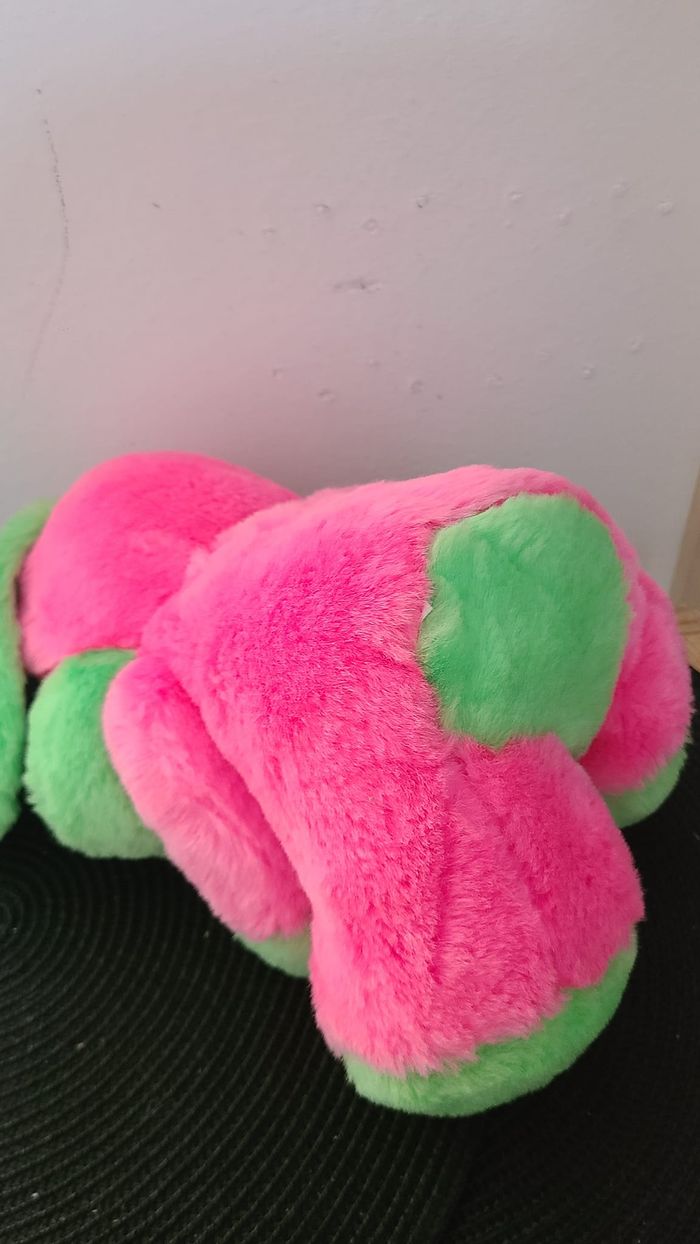 peluche chien vert rose fluo non utilisé - photo numéro 5