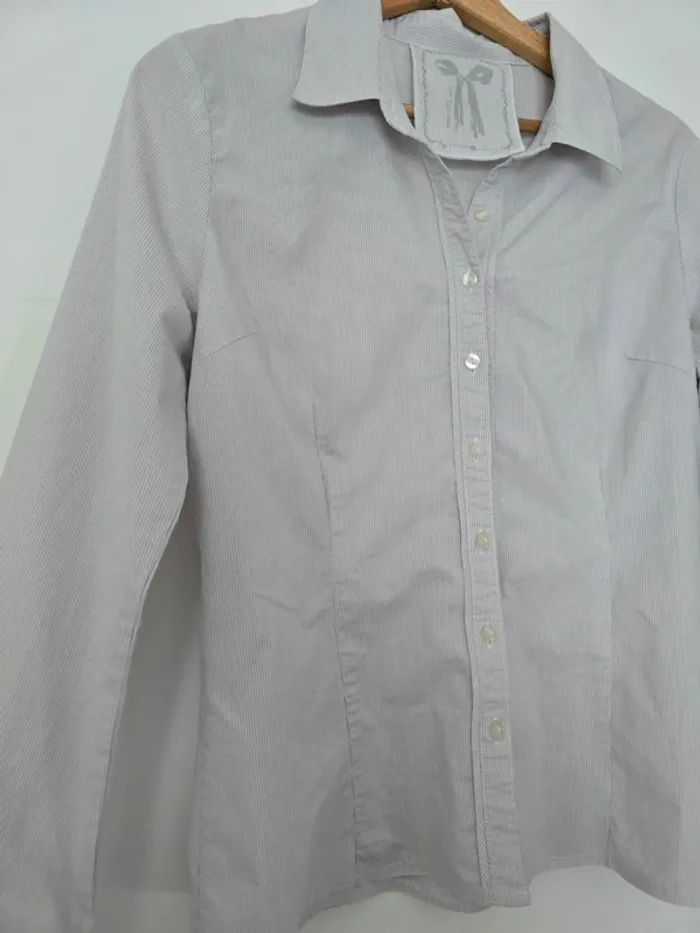 Chemise cintrée grise à rayures - photo numéro 2