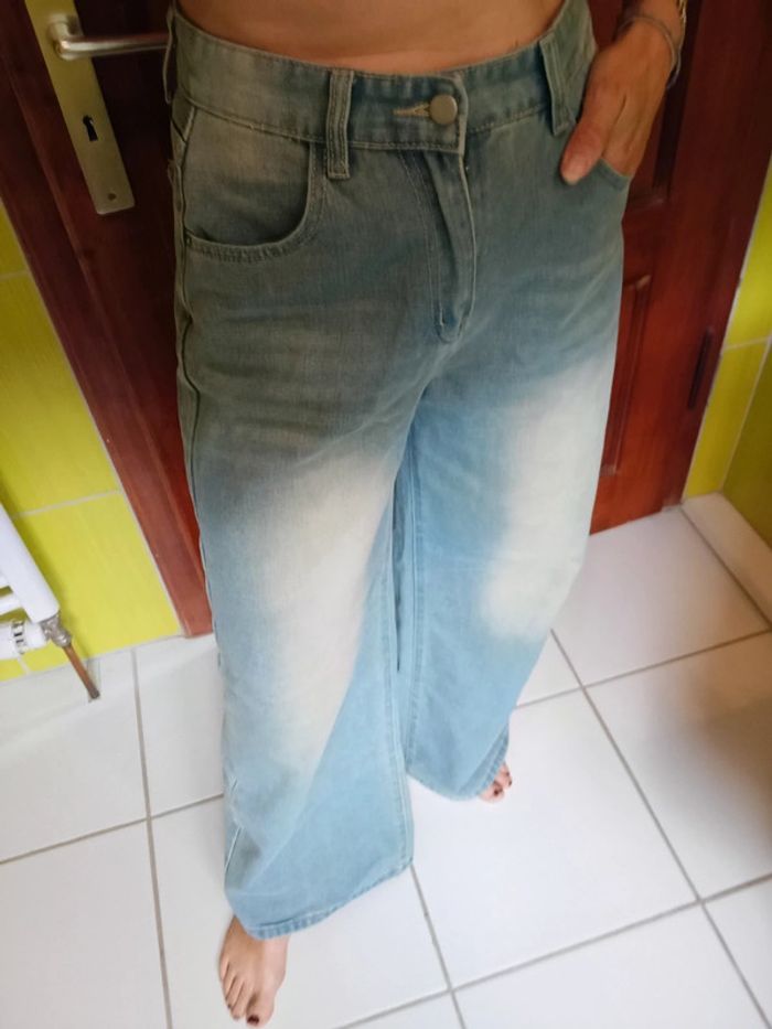 Simili Jeans femme bleu clair jambes larges Dazy - photo numéro 2
