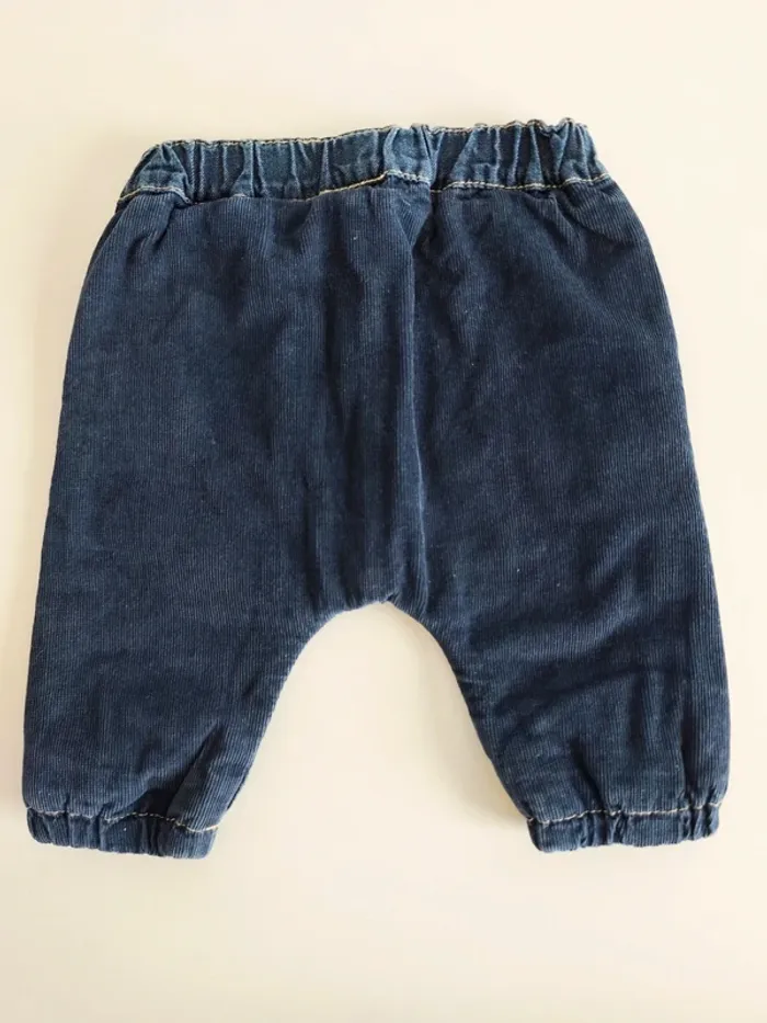 Pantalon bi matière jean velours côtelé Benetton - photo numéro 3