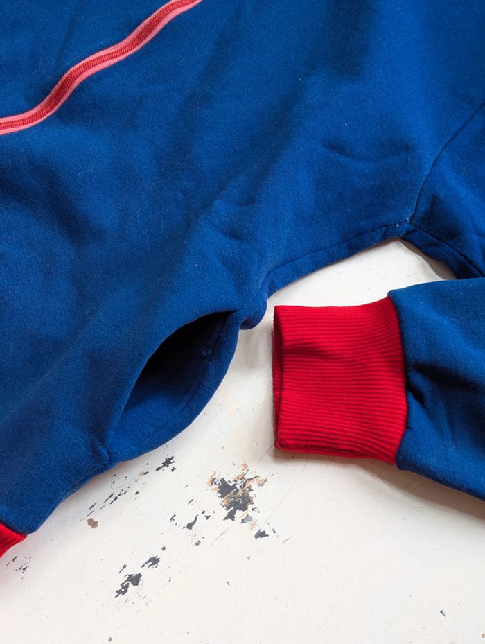 Veste vintage à capuche - Bleu et rouge - Fermeture éclair Talon - photo numéro 5