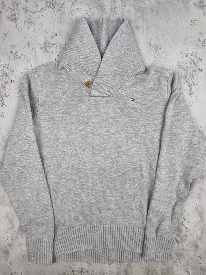 Pull col châle Tommy Hilfiger – Gris – Taille S Hommes (mesures en photos) - photo numéro 3