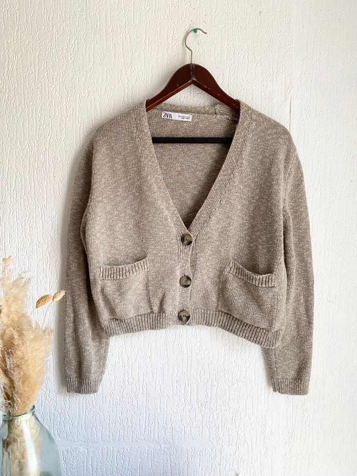 Cardigan Zara taille m 38 beige - photo numéro 2