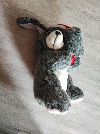 Ours gris bonnet noel 33 cm de haut