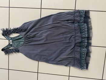 robe ample avec dentelle Molly Bracken bleu ardoise taille 36/38 en bon état