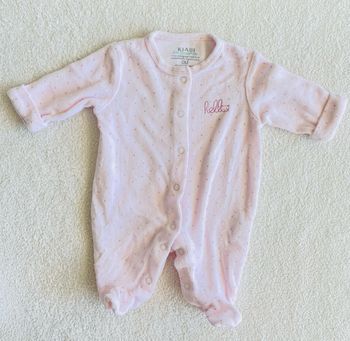 pyjama velours rose Hello manche longue « Kiabi » taille naissance
