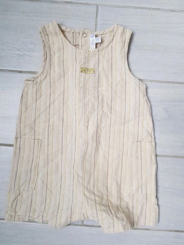 Combishort été coton et lin garçon 6mois kitchoun