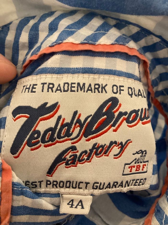 Chemise garçon Teddy Brown Factory – 4 ans – Carreaux bleu/blanc - photo numéro 3