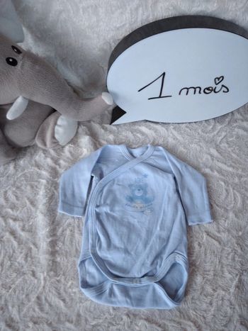 Body croisé manches longues Garçon 1 mois Ours Bébé poids plume Influx 100% coton bio