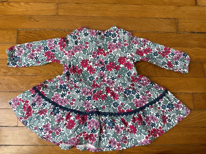 Robe à motifs fleurs et broderie cœurs - 12 mois - photo numéro 2
