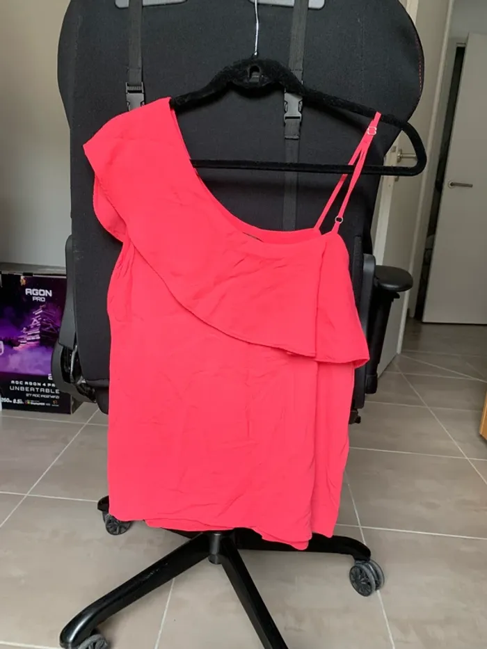 Débardeur rose asymétrique à une bretelle Massimo Dutti taille M - photo numéro 9