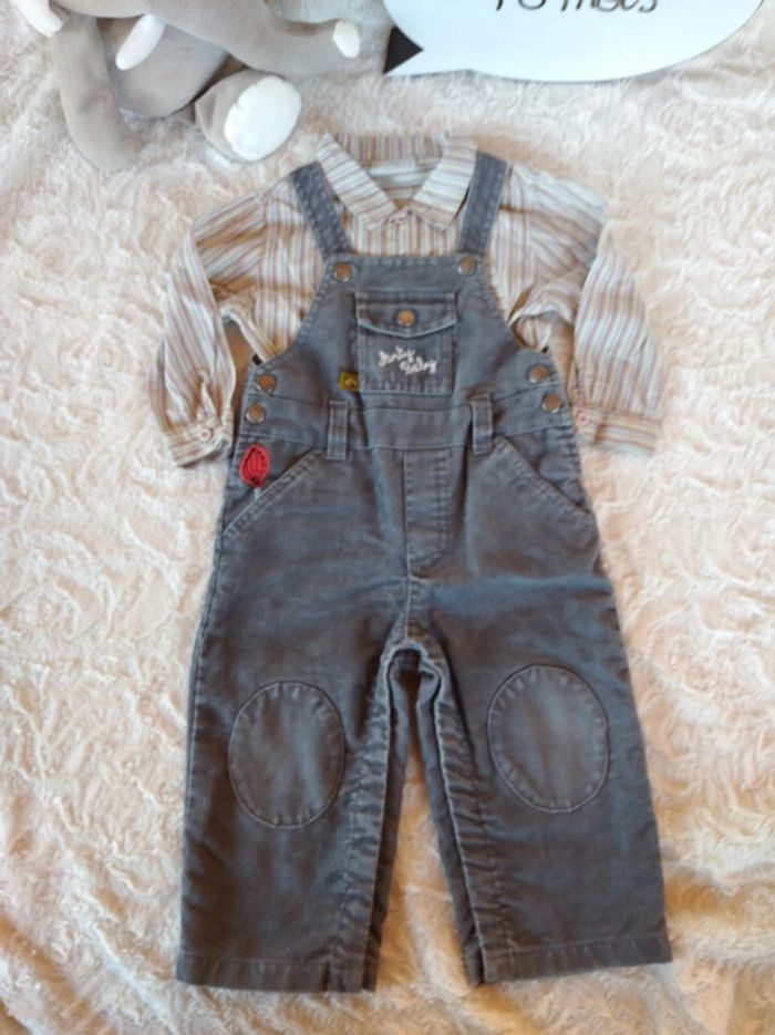 Ensemble (salopette velours+chemise) Garçon 18 mois Arty Baby Dpam - photo numéro 2