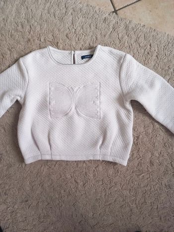 😷beau sweat coton blanc 4ans Okaidi