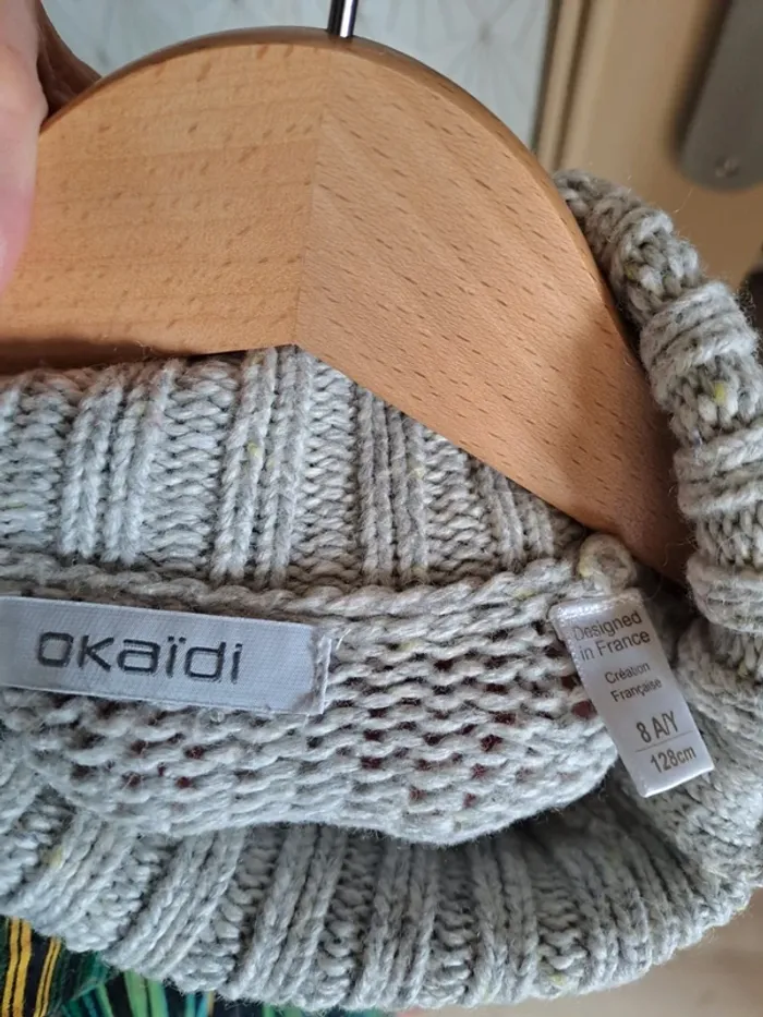 Pull garçon 8 ans chaud gris moucheté jaune comme neuf okaïdi - photo numéro 7