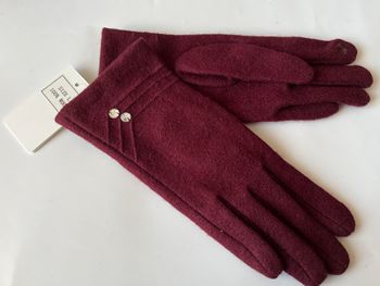 Gants tactiles en laine bordeaux taille L