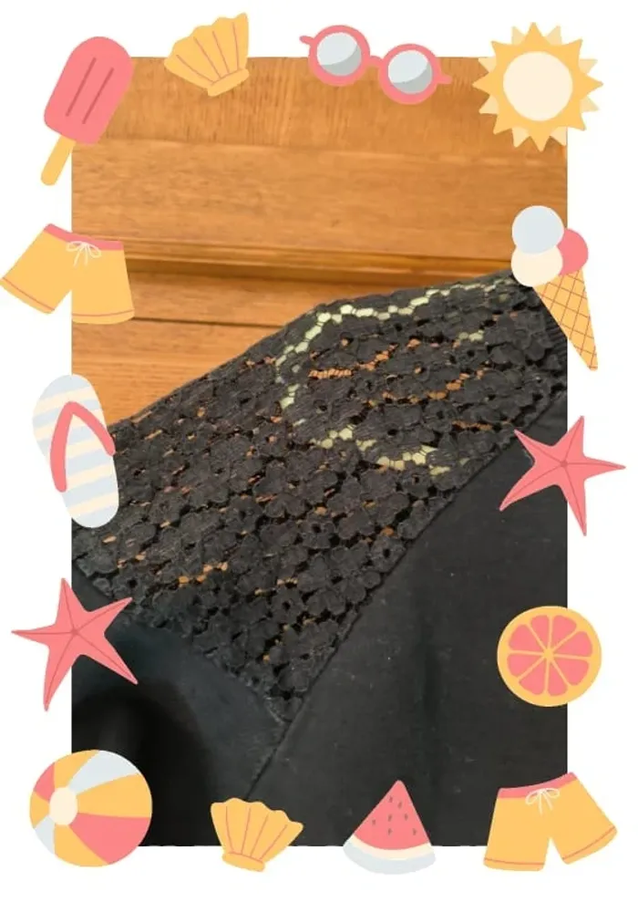 Pull sweat Crop top noir à dentelle 38 - photo numéro 3