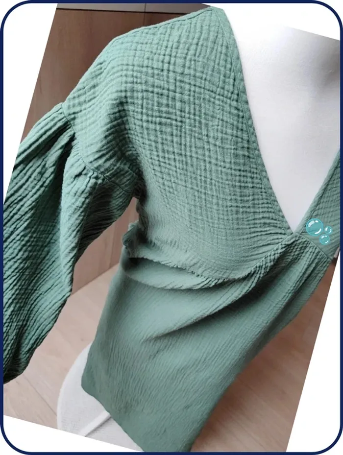 Robe verte / gaz de coton / S - photo numéro 2