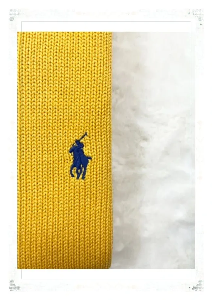 Ralph Lauren pull homme coton jaune col rond taille L - photo numéro 6