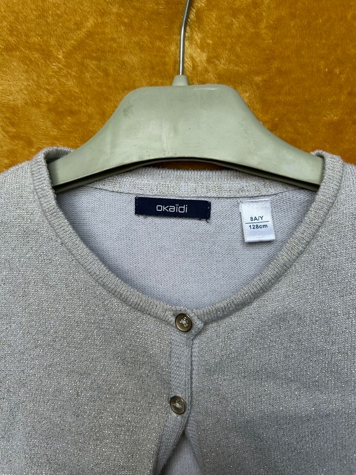 Gilet fille gris pailletée - Okaïdi - 8 ans - photo numéro 2