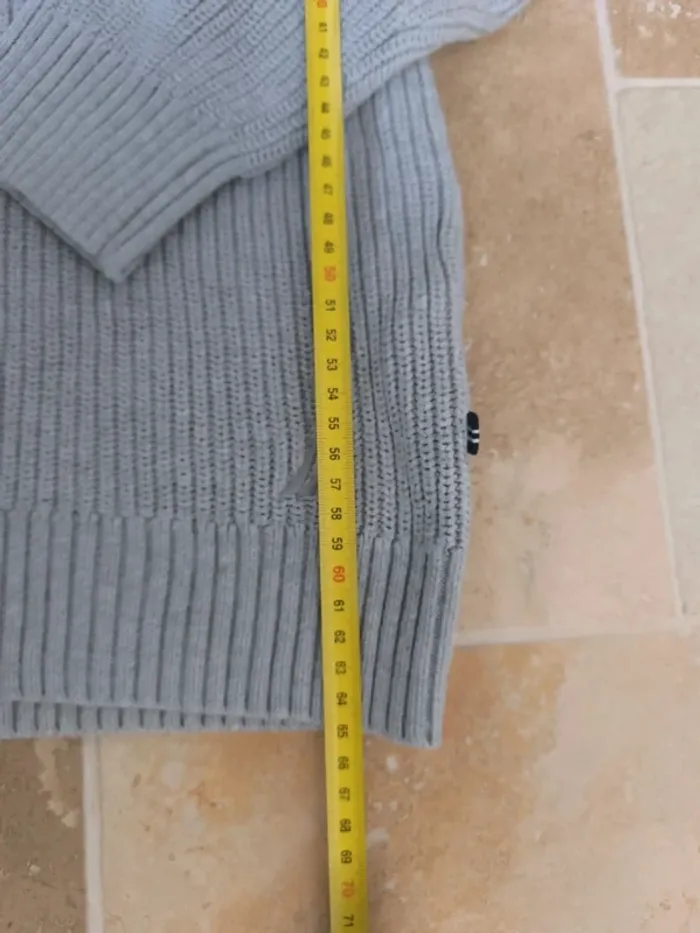 Magnifique pull col châle Nautica homme XL gris excellent état - photo numéro 5