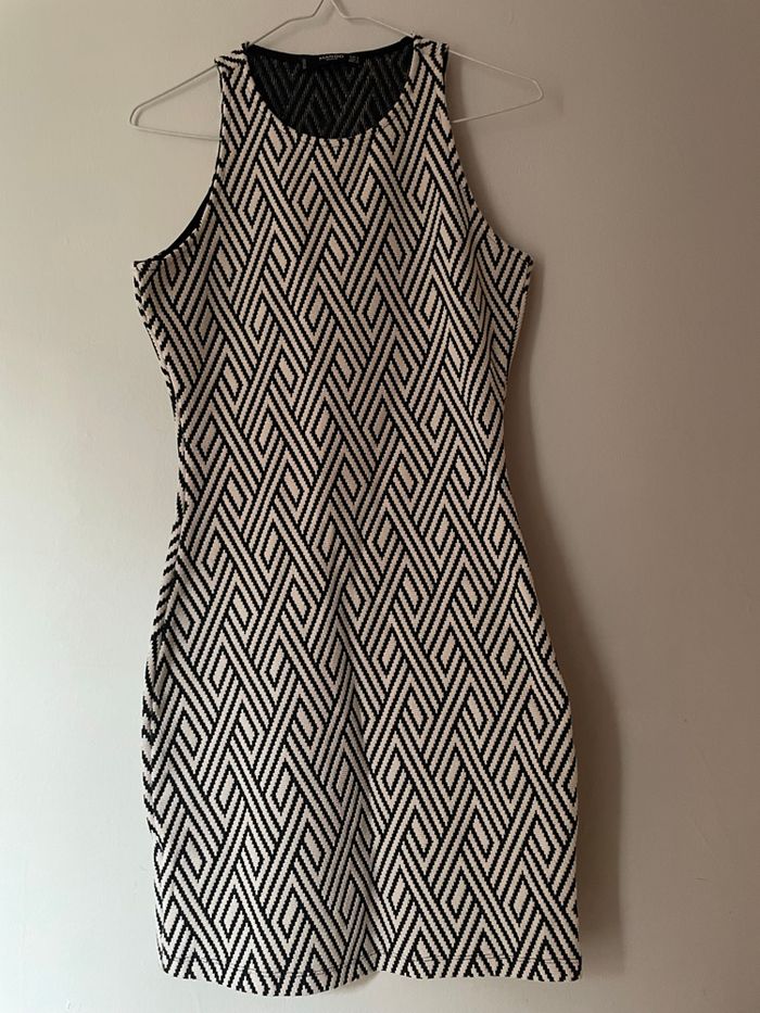 Robe Mango noir et blanc motif graphique femme - photo numéro 2