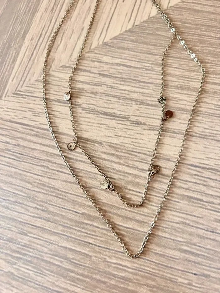 Collier doré double chaîne fine – Pampilles – Bon état - photo numéro 5