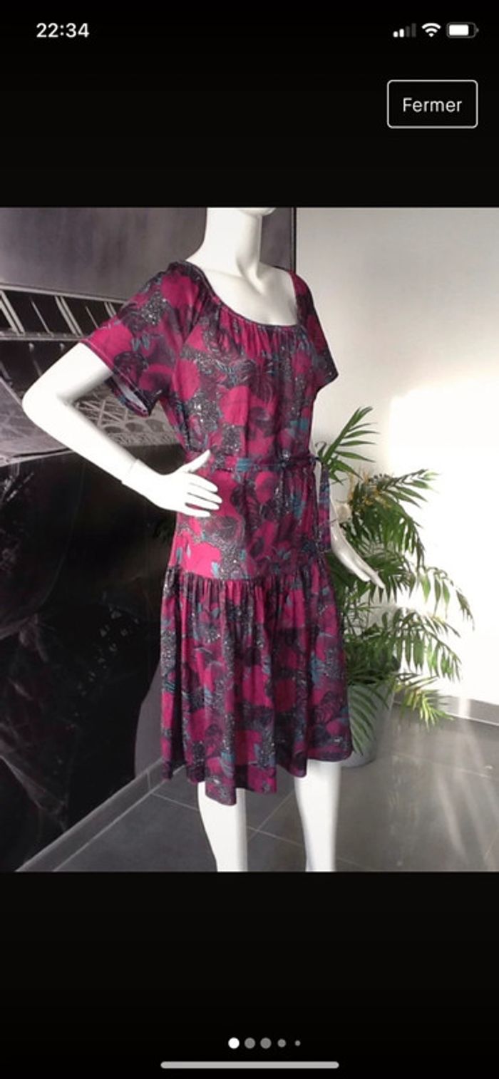 Robe vintage imprimé feuillage 42/44 Fab en France 🇫🇷 - photo numéro 2