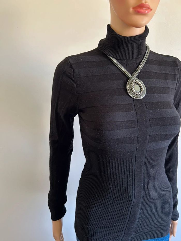 Pull noir à col roulé Morgan taille S bon état - photo numéro 5