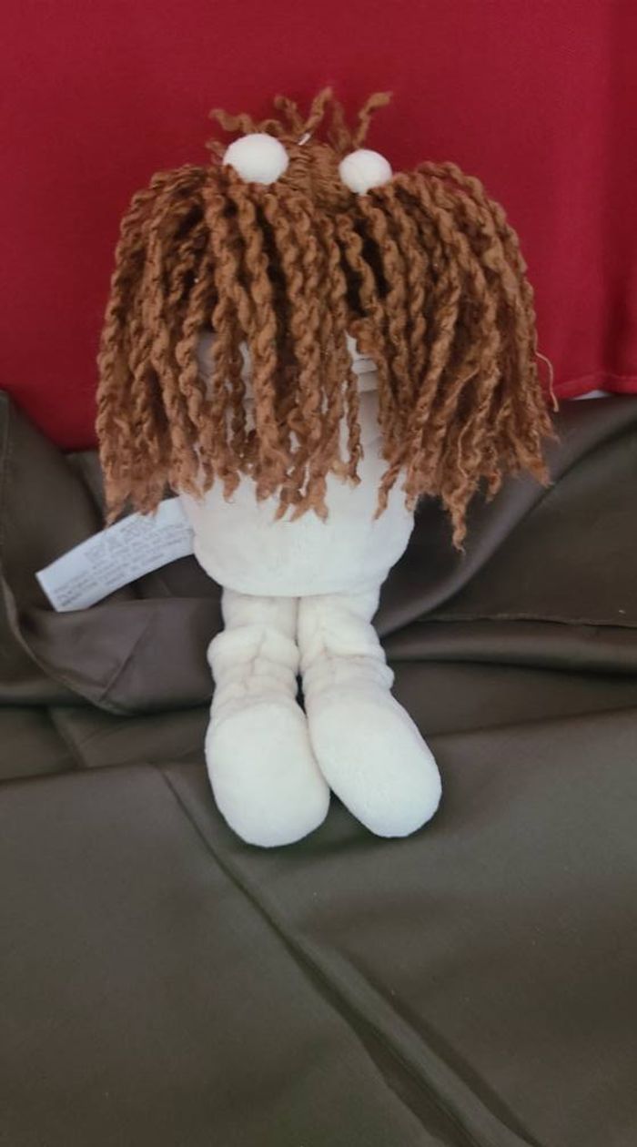 Doudou poupée blanc gris nattes TIAMO COLLECTION - photo numéro 5