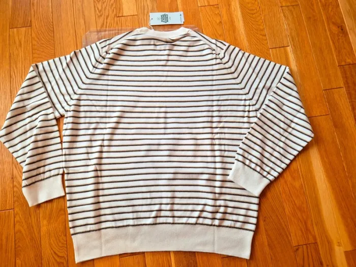 Pull "Lacoste" Blanc à rayures Taille XL neuf sous blister 100 % coton organique. - photo numéro 11