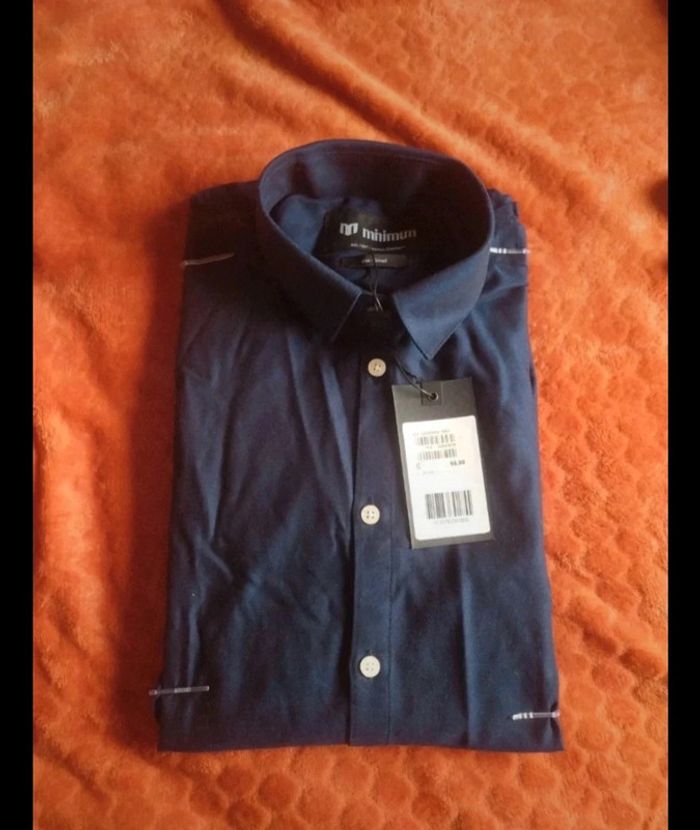Chemise neuve bleu foncé effet jeans en taille s - photo numéro 3