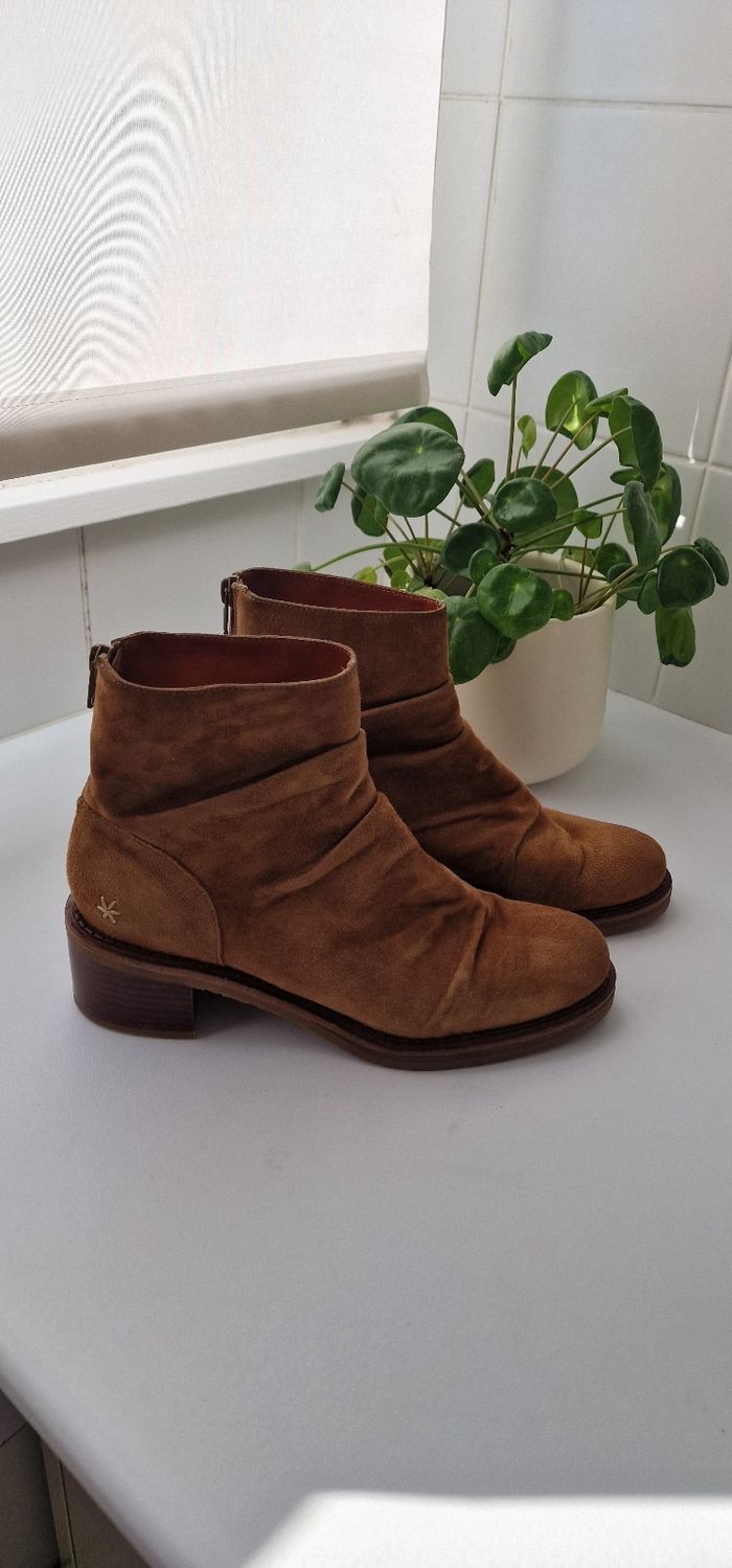 Boots en daim camel