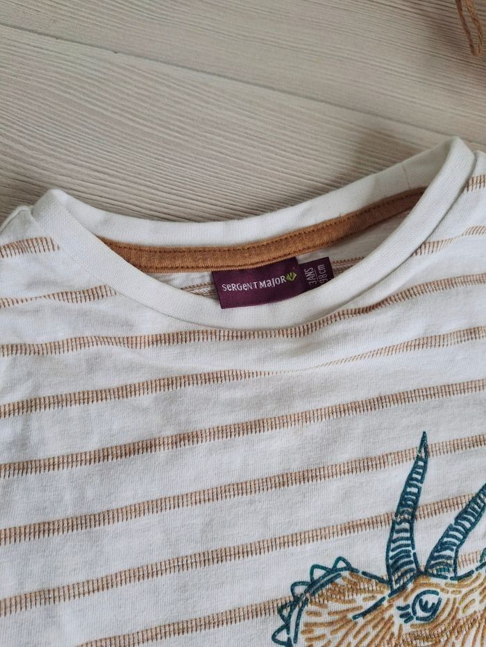 T shirt manches blanc marron longues Sergent Major  3 ans - photo numéro 5
