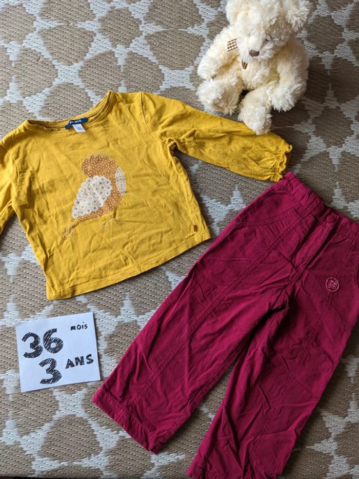 Ensemble fille jaune et rose 3 ans/36 mois