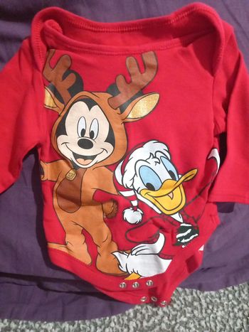 Body taille 6/9 mois 74cm primark disney mickey Donald Noël Christmas