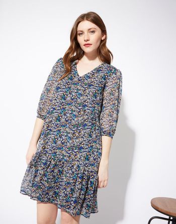 Robe courte imprimé à fleurs BLEU - Riu - taille 46