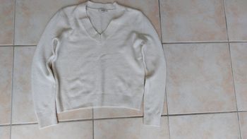 Pull col V blanc femme / fille BZB taille XS