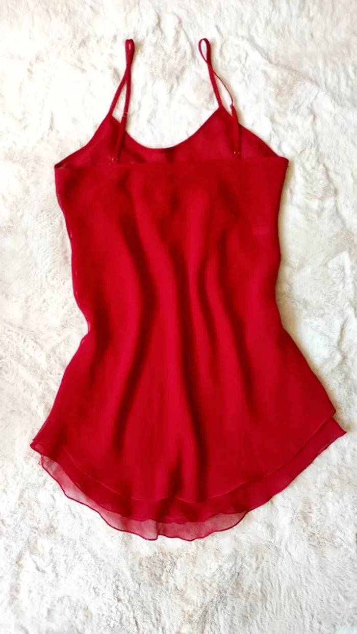 Lingerie voile rouge sexy élégant brodé fleur - photo numéro 2