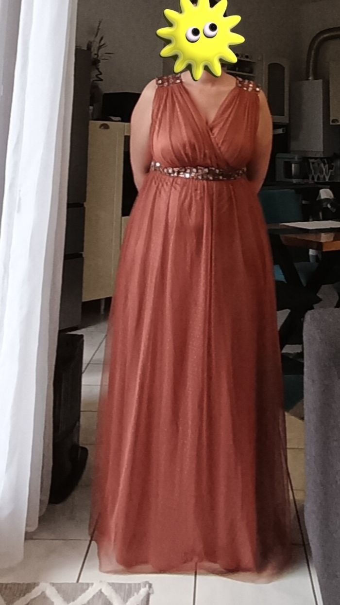Robe cocktail terracotta - photo numéro 2