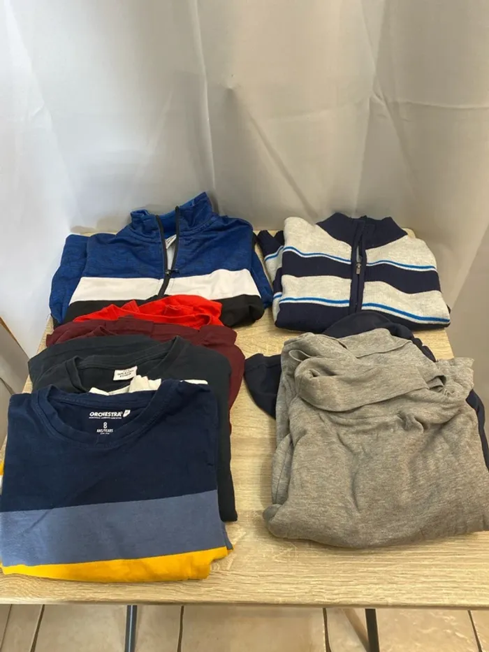 Lot de 9 vêtements vestes/teeshirts/cols roulés taille 8 ans - n5m