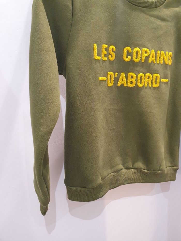 Sweat kaki/jaune moutarde Les copains d'abord Taille 2/3 ans - photo numéro 3